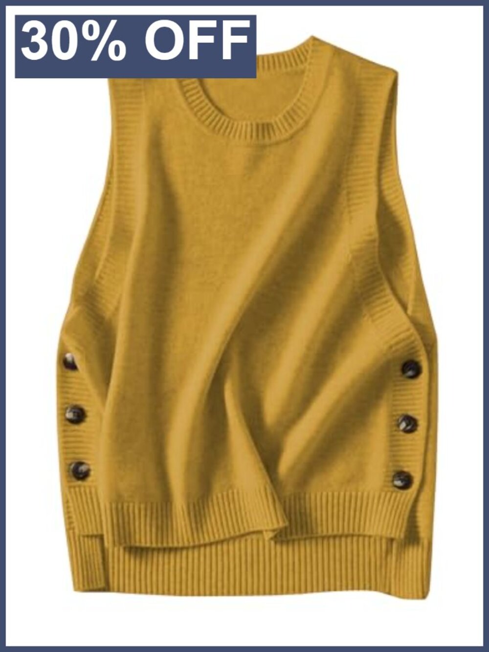 Ribbed Knit Sweater Vest Sleeveless Round Neck Pullover